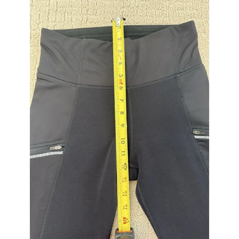 Athleta Polartec Powerlift Pants Womens Small Tall Black Fleece Bootcut Zip